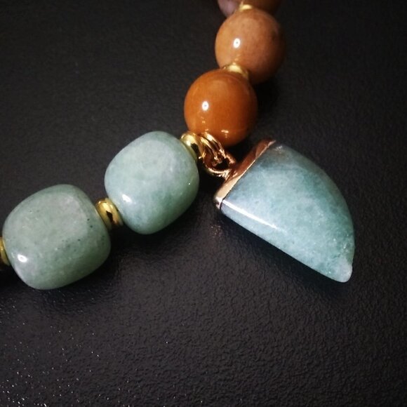 Yellow & Green Aventurine Bracelet - Big Boned/XL Wrist - Anklet - Prosperity - Picture 4 of 9